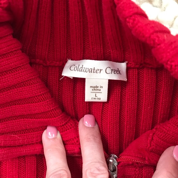 Red High Neck Zippered Sweater - Picture 2 of 2